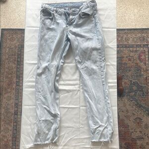 LEVIS Light Blue Ankle Cropped Jeans with Distressed Details